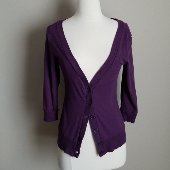 Purple 3/4 sleeve cardigan - Picture 4 of 7